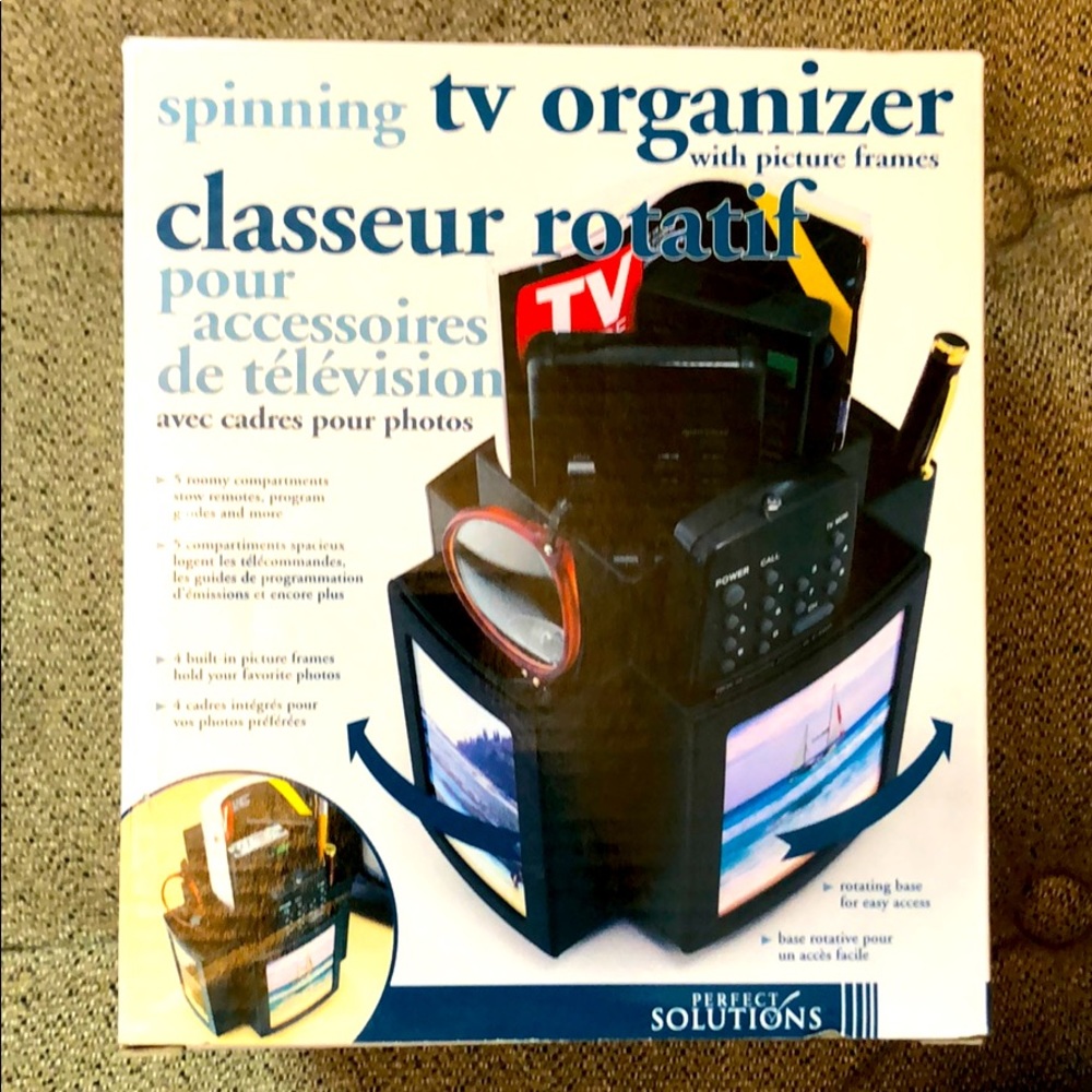 NEW in box Spinning TV Organizer with picture frames